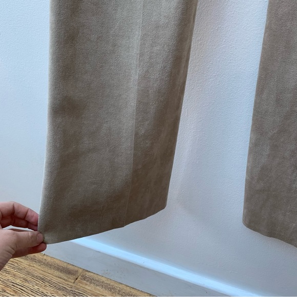 Marc Cain Women’s Size N1 UK 8 Tan Faux Suede Flare Pleat Trouser Stretch 70s - Picture 7 of 8